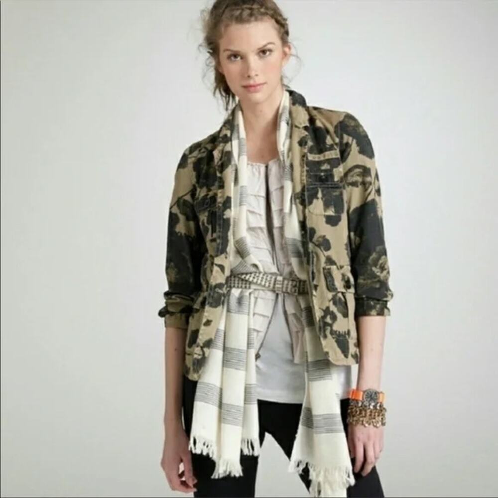 J. CREW sz S canvas BLOSSOM shadow floral field jacket EUC